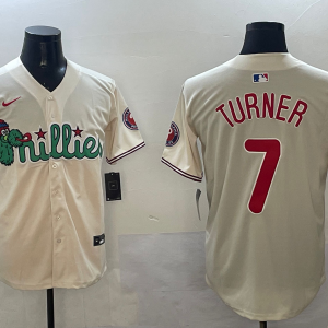 Men's Philadelphia Phillies #7 Trea Turner Cream Phanatic Limited Stitched Jersey