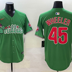 Men's Philadelphia Phillies #45 Zack Wheeler Green Phanatic Limited Stitched Jersey