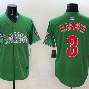 Men's Philadelphia Phillies #3 Bryce Harper Green Phanatic Limited Stitched Jersey