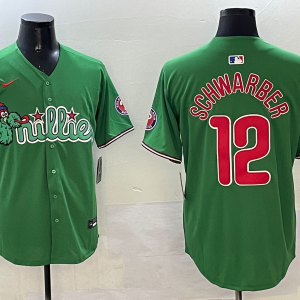 Men's Philadelphia Phillies #12 Kyle Schwarber Green Phanatic Limited Stitched Jersey