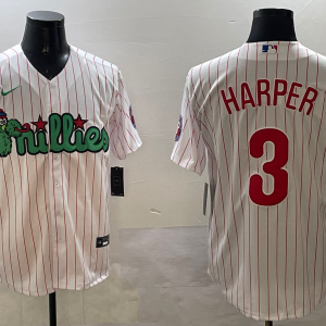 Men's Philadelphia Phillies #3 Bryce Harper White Phanatic Cool Base Stitched Jersey