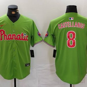 Men's Philadelphia Phillies #8 Nick Castellanos Green With Patch Stitched Jersey