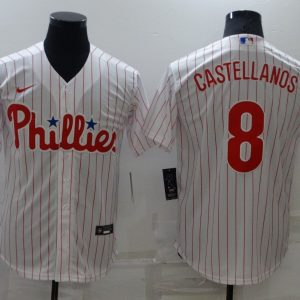 Men's Philadelphia Phillies #8 Nick Castellanos White Home Stitched Jersey