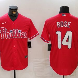 Men's Philadelphia Phillies #14 Pete Rose Red Game Nike Jersey
