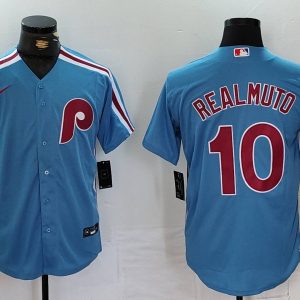 Men's Philadelphia Phillies #10 J.T. Realmuto Blue Game Nike Jersey