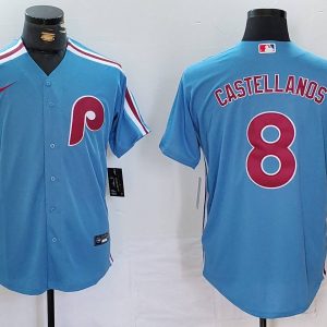 Men's Philadelphia Phillies #8 Nick Castellanos Blue Game Nike Jersey
