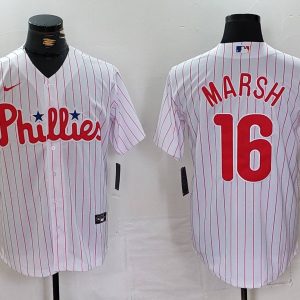 MLB Philadelphia Phillies #16 Marsh White Home Stitched Jersey