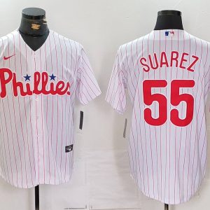 MLB Philadelphia Phillies #55 Suarez White Home Stitched Jersey