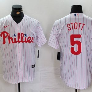 MLB Philadelphia Phillies #5 Stott White Home Stitched Jersey