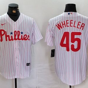 MLB Philadelphia Phillies #45 Wheeler White Home Stitched Jersey