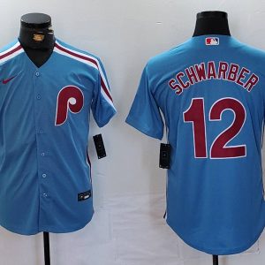 Men's Philadelphia Phillies #12 Kyle Schwarber Blue Game Nike Jersey
