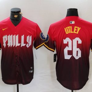 Men's Philadelphia Phillies #26 Utley Red 2024 City Connect Limited Stitched Jersey