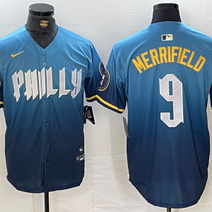 Men's Philadelphia Phillies #9 Whit Merrifield Blue 2024 City Connect Limited Stitched Jersey