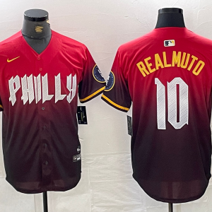 Men's Philadelphia Phillies #10 J.T. Realmuto Red 2024 City Connect Limited Stitched Jersey