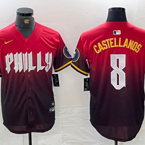 Men's Philadelphia Phillies #8 Nick Castellanos Red 2024 City Connect Limited Stitched Jersey