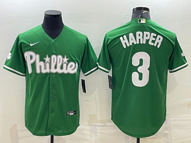 MLB Phillies #3 Bryce Harper Green Nike Game Jersey