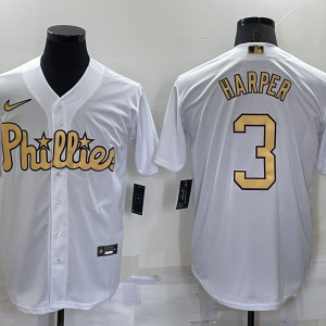 MLB Philadelphia Phillies Blue #3 Harper 2022 All-Star White Jersey