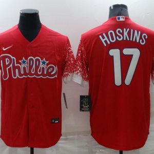 MLB Philadelphia Phillies #17 Rhys Hoskins Red City Connect Jersey