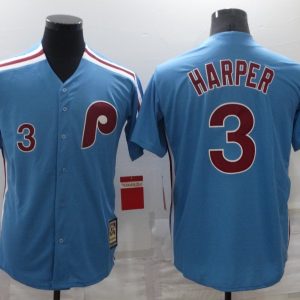 MLB Philadelphia Phillies Blue #3 Harper Game Nike Jersey