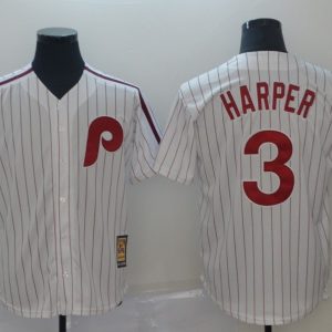 MLB Phillies #3 Bryce Harper White Thowback Jersey