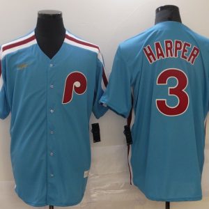 MLB Philadelphia Phillies Blue #3 Harper Game Nike Jersey