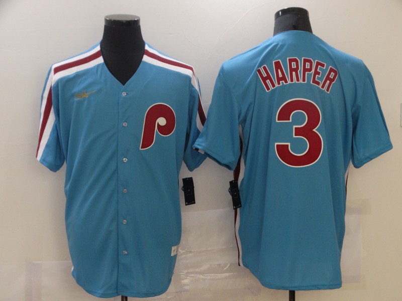MLB Philadelphia Phillies Blue #3 Harper Game Nike Jersey