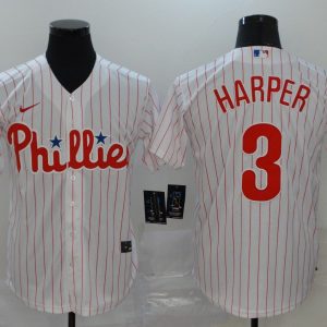 MLB Philadelphia Phillies #3 Bryce Harper White Game Nike Jersey