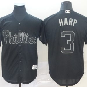 MLB Phillies #3 Bryce Harper Harp Black 2019 Players Weekend Player Men Jersey