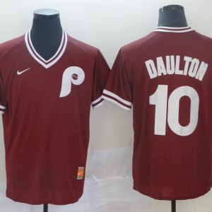 MLB Philadelphia Phillies #10 Daulton Red Throwback Men Jersey