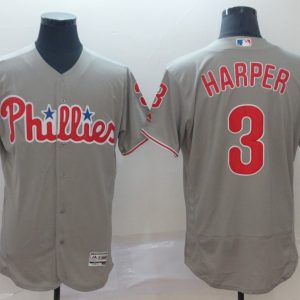 MLB Phillies 3 Bryce Harper Gary Flex Base Elite Men Jersey