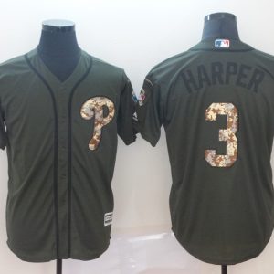 MLB Phillies #3 Bryce Harper Salute to Service Green Game Jersey