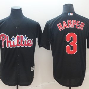 MLB Phillies #3 Bryce Harper Black Game Mens Jersey