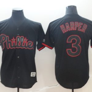 MLB Phillies #3 Bryce Harper Lights Out Black Game  Mens Jersey