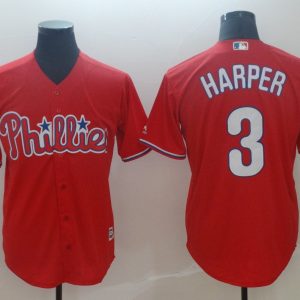 MLB Phillies 3 Bryce Harper Red Game Men's Jersey