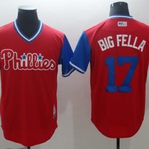Men's Philadelphia Phillies #17 Big Fella Mejestic Red 2018 Players' Weekend Flex Base Jersey
