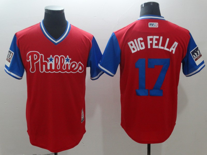 Men's Philadelphia Phillies #17 Big Fella Mejestic Red 2018 Players' Weekend Flex Base Jersey