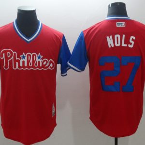 Men's Philadelphia Phillies #27 Nols Mejestic Red 2018 Players' Weekend Flex Base Jersey