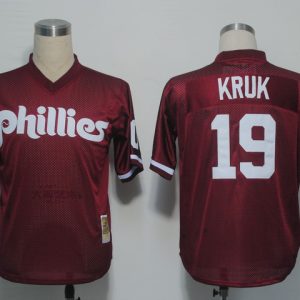MLB Philadephia Phillis #19 Kruk Red Throwback Jersey
