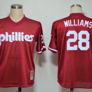 MLB Philadephia Phillis #28 Williams Red Throwback Jersey