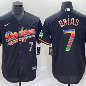 Men's Los Angeles Dodgers #7 Julio Ur??as Black Mexico Cool Base Stitched Jersey