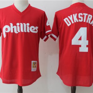 MLB Philadelphia Phillies #4 Dykstra Red Throwback Jersey