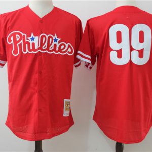 MLB Philadelphia Phillies #99 Williams Red Throwback Jersey