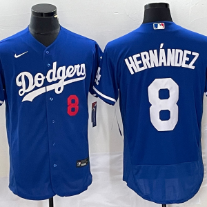 MLB Los Angeles Dodgers #8 Kik?? Hern??ndez Blue Flex Base Elite Jersey