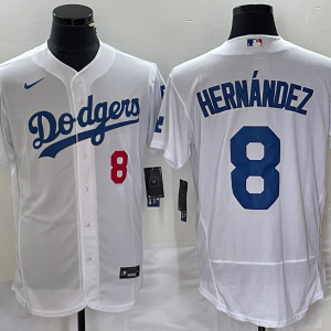 MLB Los Angeles Dodgers #8 Kik?? Hern??ndez White Flex Base Elite Jersey