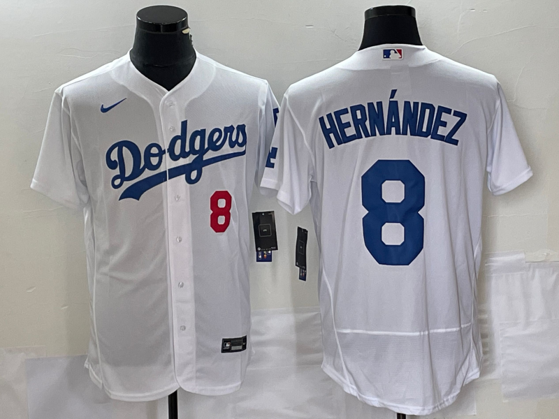 MLB Los Angeles Dodgers #8 Kik?? Hern??ndez White Flex Base Elite Jersey