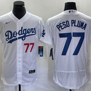 MLB Los Angeles Dodgers #77 Peso Pluma White Flex Base Elite Jersey