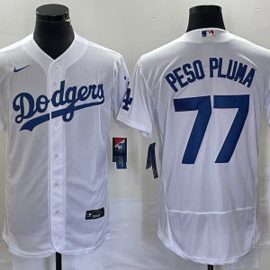 MLB Los Angeles Dodgers #77 Peso Pluma White Flex Base Elite Jersey