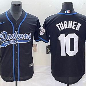 MLB Los Angeles Dodgers #10 Turner Black Nike Game Jersey