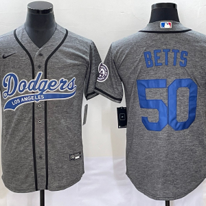 MLB Los Angeles Dodgers #50 Mookie Betts Gray Nike Game Jersey