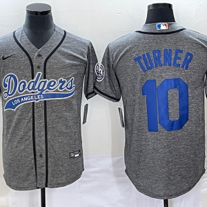 MLB Los Angeles Dodgers #10 Turner Gray Nike Game Jersey